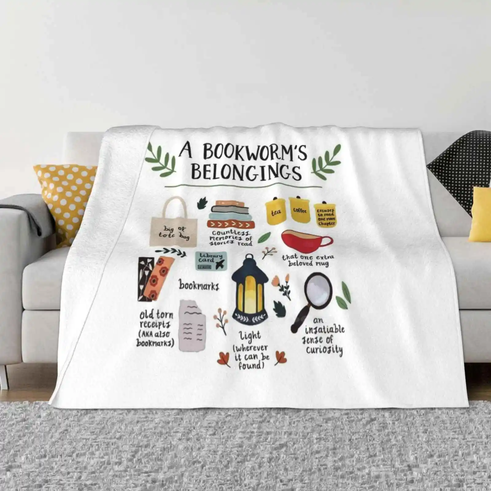 Un topo di biblioteca # 39 ; S Collegamenti Coperte morbide super calde da gettare sul divano/letto/Libro da viaggio Libri per amanti Geek Introvert Fictional