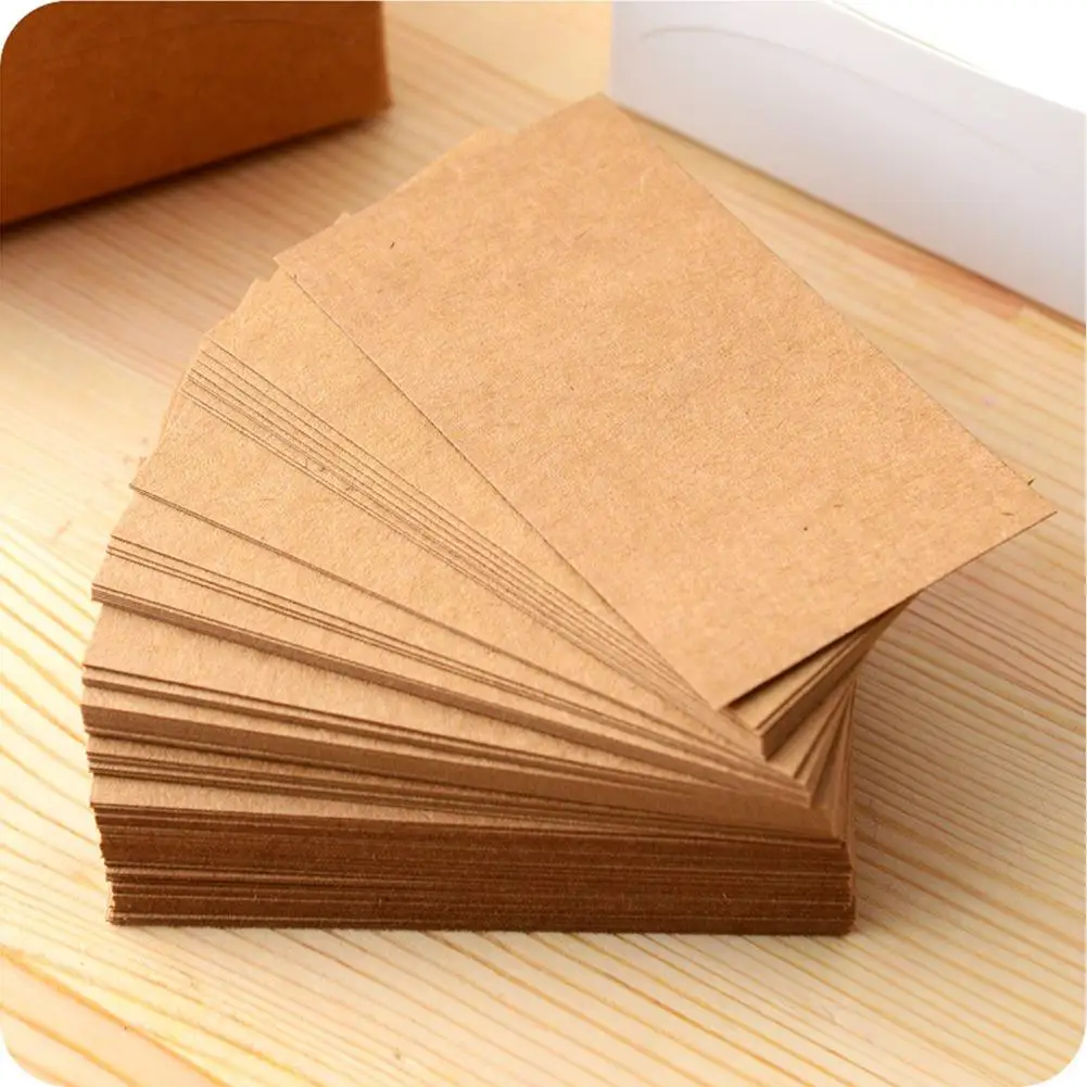 100pcs Double-sided Blank Kraft Paper Business Cards Word Card Message Card DIY Gift Card Dropship