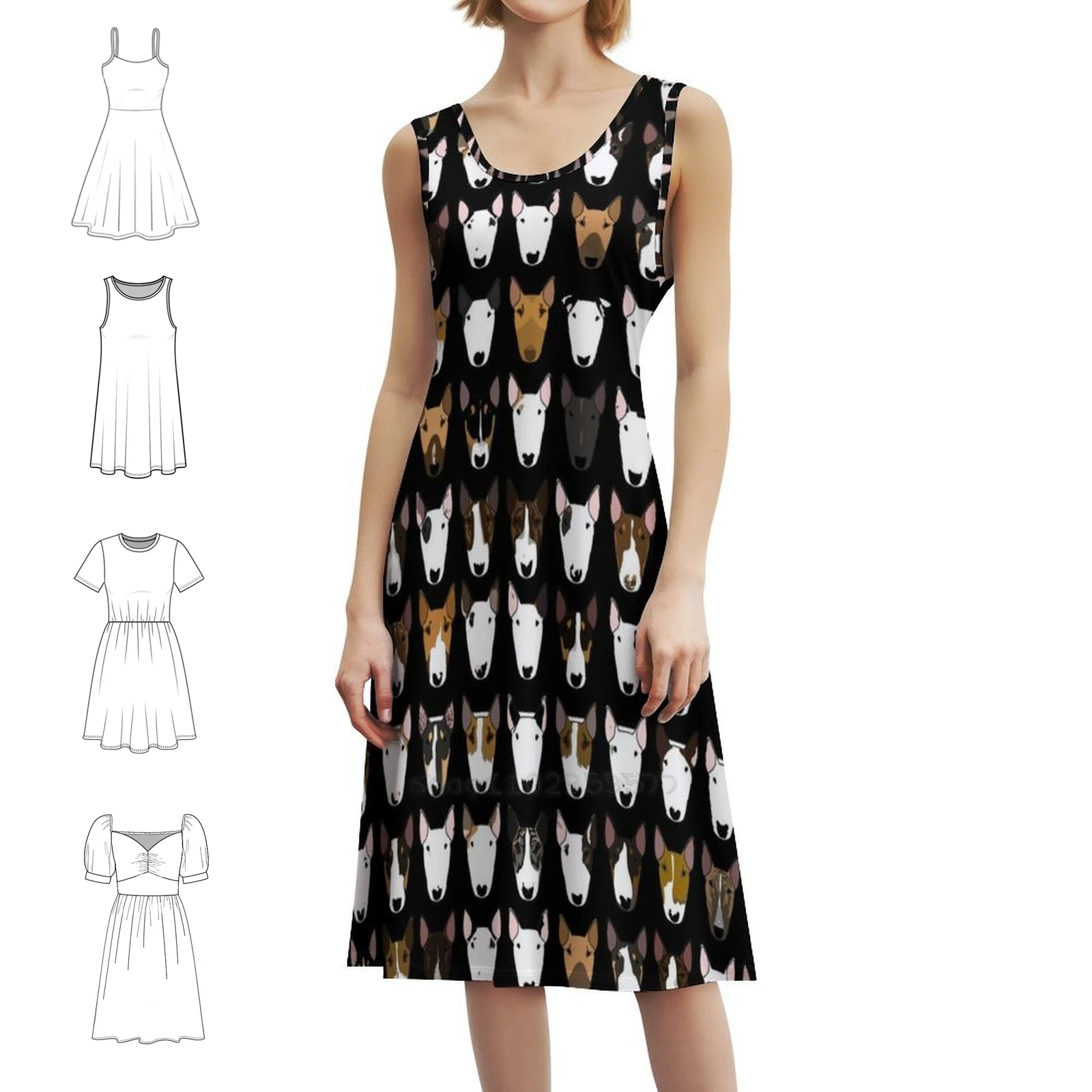 

A Metre Of Bullies Women's Hip Hop Streetwear Dress Graphic Print Party Club Wear Emilydevineart Bull Terrier Women's Dress