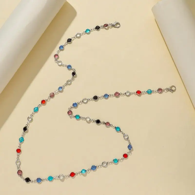 Modische Brillenkette mit Imitations-Strasssteinen für Damen, Gesichts-Accessoires, Sommer-Perlen-Brillenkette, Silikon-Schlaufen, Casual-Schmuck – Detail 9