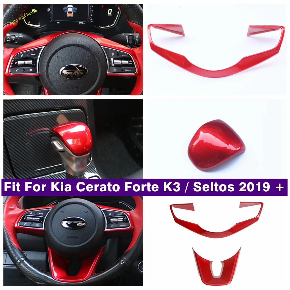 

Gear Shift Head Knob / Steering Wheel Button Cover Trim Fit For Kia Cerato Forte K3 / Seltos 2019 - 2024 Interior Accessories