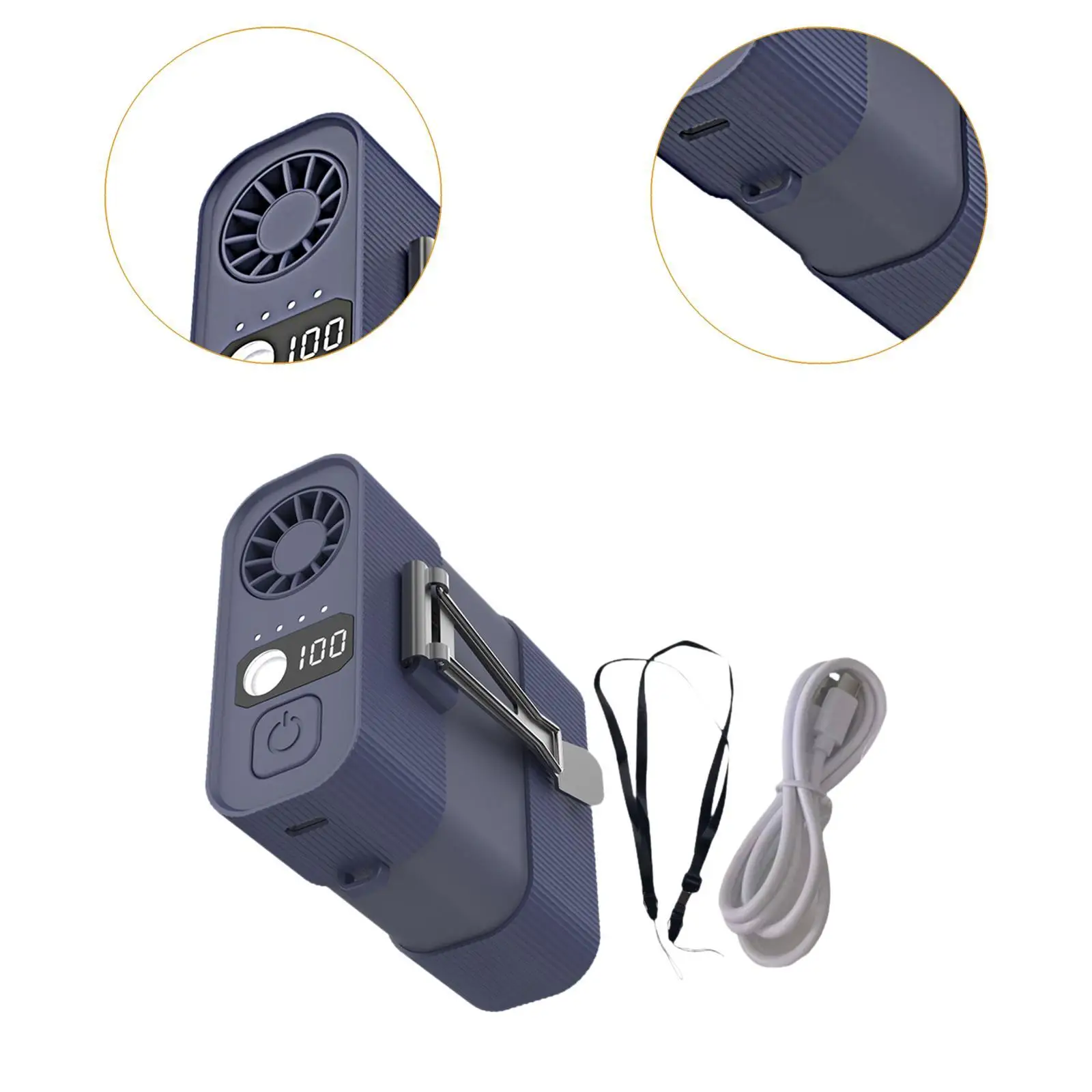 مروحة خصر محمولة، مروحة صغيرة خفيفة الوزن قابلة لإعادة الشحن، مروحة معلقة للرقبة، مروحة يمكن ارتداؤها للبستنة، التخييم الصيفي، موقع العمل في الهواء الطلق