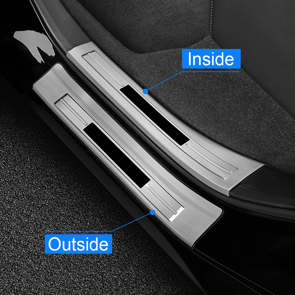 For Honda CRV 6th Gen 2023 2024 2025 / CR-V Hybrid Car Door Sill Scuff Protector Cover Stainless Steel Decoration Accessories