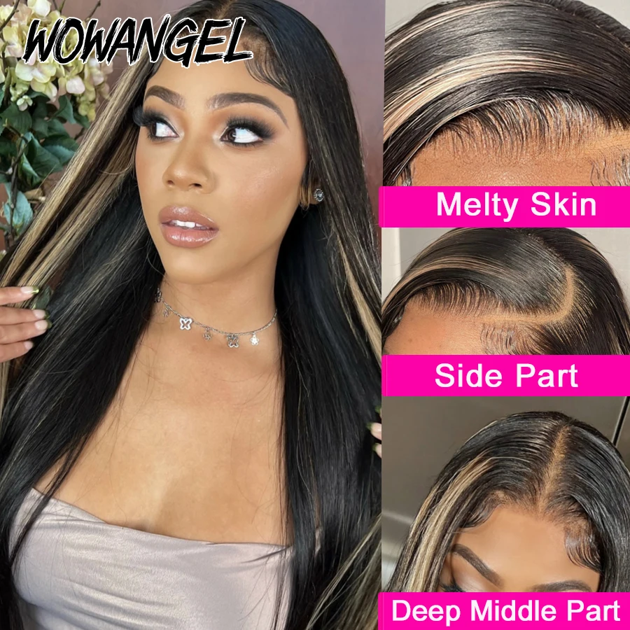 30Inch Honey Blonde Highlight Wigs 13x4 Lace Frontal Human Hair Wigs Straight Wigs 13x6 HD Lace Front Wigs Pre Plucked For Women