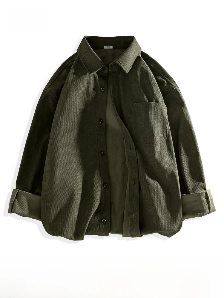 

Snow mid Flying Heavyweight Corduroy Men's Shirt Long Sleeve Loose Fit Inner Wear Casual Style Polyester Fiber Youth Fashion