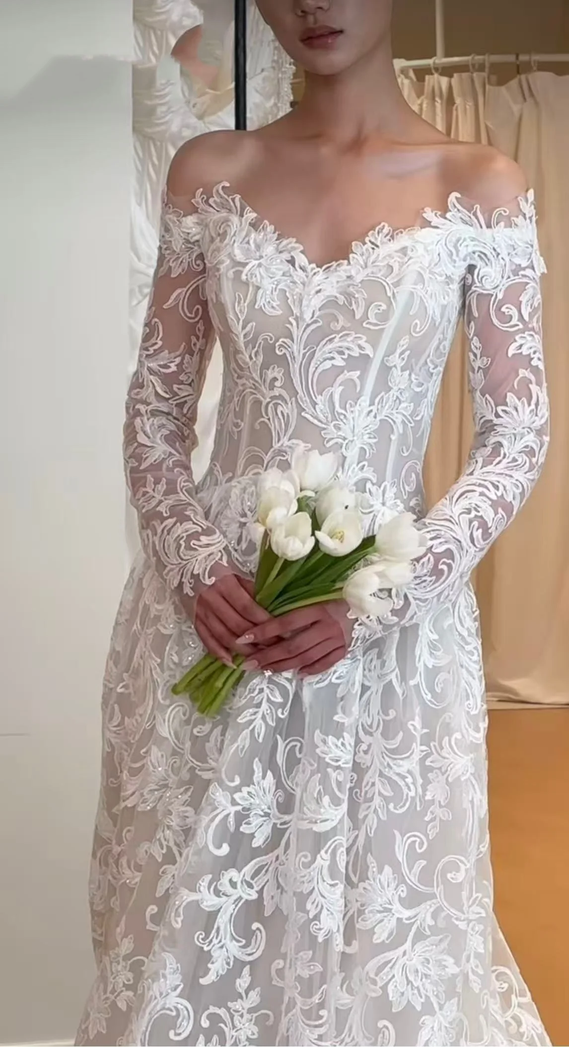 Exquisite Wedding Dresses A Line Glamorous Bridal Gowns Lace Appliques Off The Shoulder Robes Vestidos De Novia Customized 2025