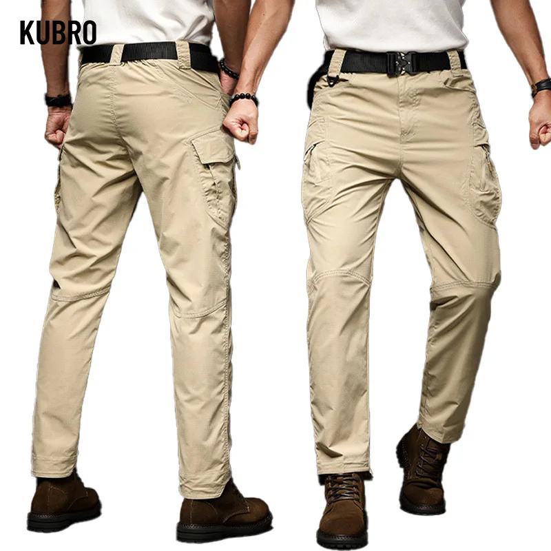 KUBRO American Outdoor Camping Tactical Trousers Autumn Fashion Mens Clothing Casual Versatile Multi Pocket Straight Cargo Pants