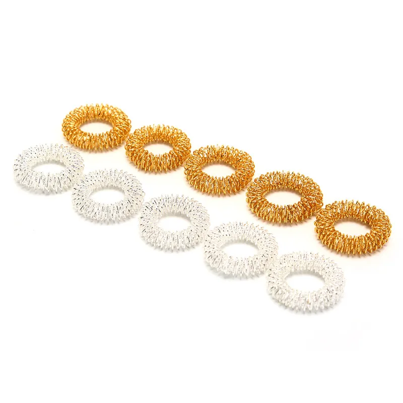 5Pcs Silver Gold Finger Massage Rings Acupuncture Acupressure Health Care Body Massager