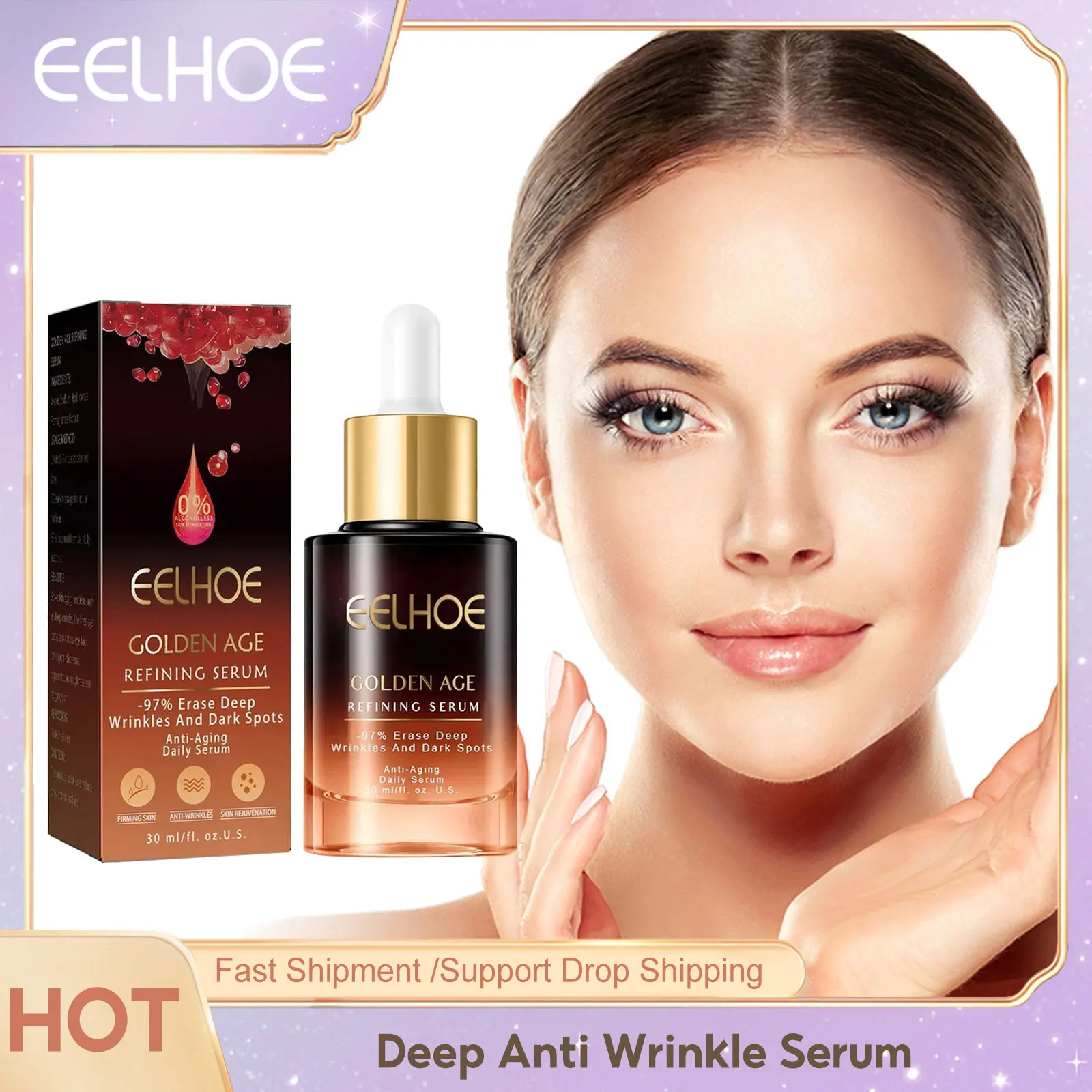 EELHOE Wrinkle Remover Serum Effective Moisturizing Whitening Firming Tighten Smooth Skin Fade Dark Spot Pore Refining Essence