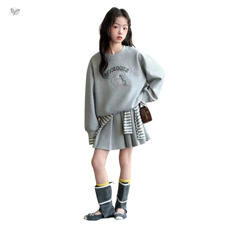 

Girls' 2026 Spring New Sweatshirt Middle and Big Children's Korean Fashion Trendy Temperament Student Sweatshirt Set