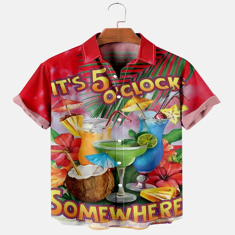 

Hawaiian Wine Glass Short Sleeve Shirt 3D All Over Printed Hawaiian Shirt for Men and Women Casual Shirt Unisex