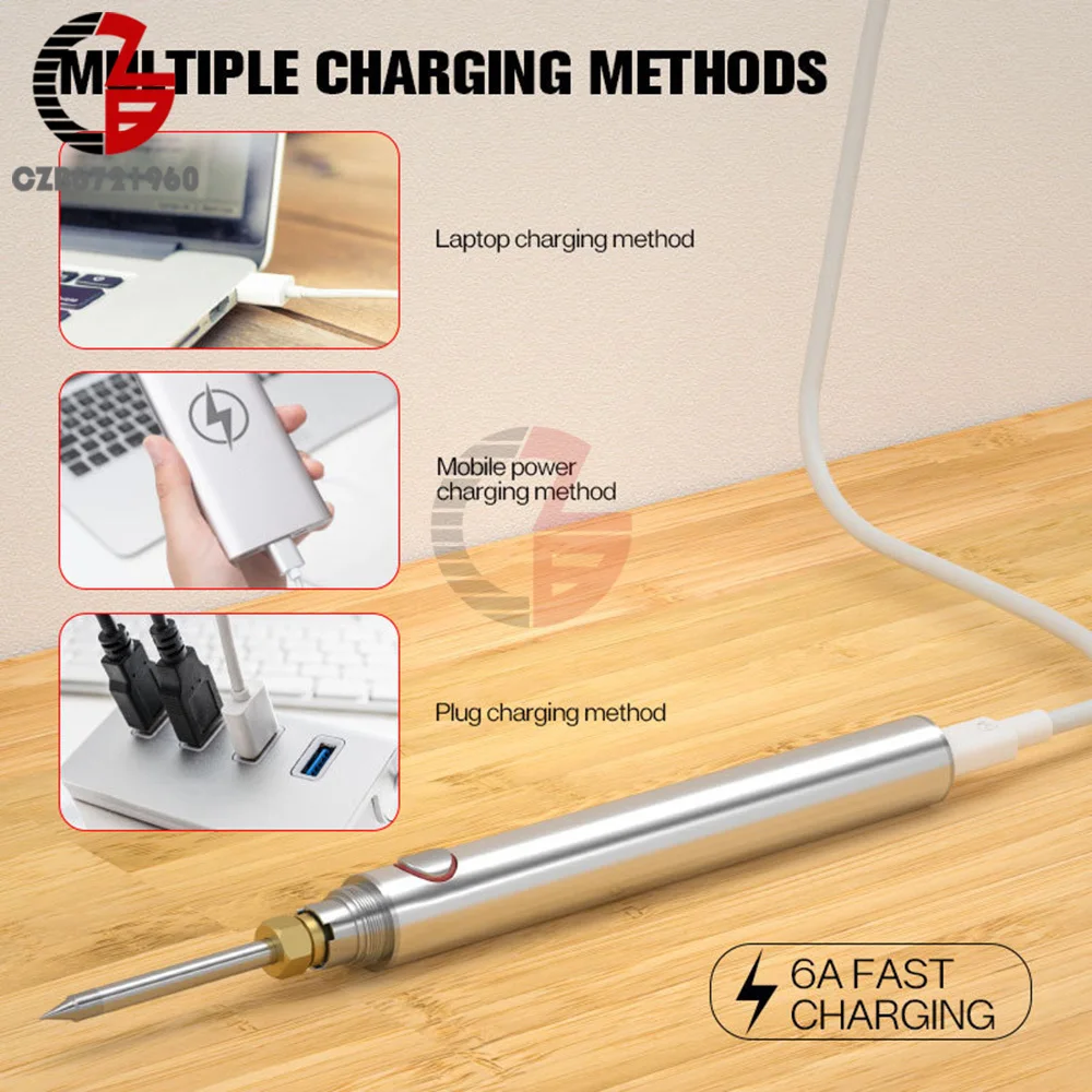 5V 8W Soldering Iron Kit Electric Soldering Irons USB Charging Adjustable Temperature with Soldering Tip Welding Repair Tools