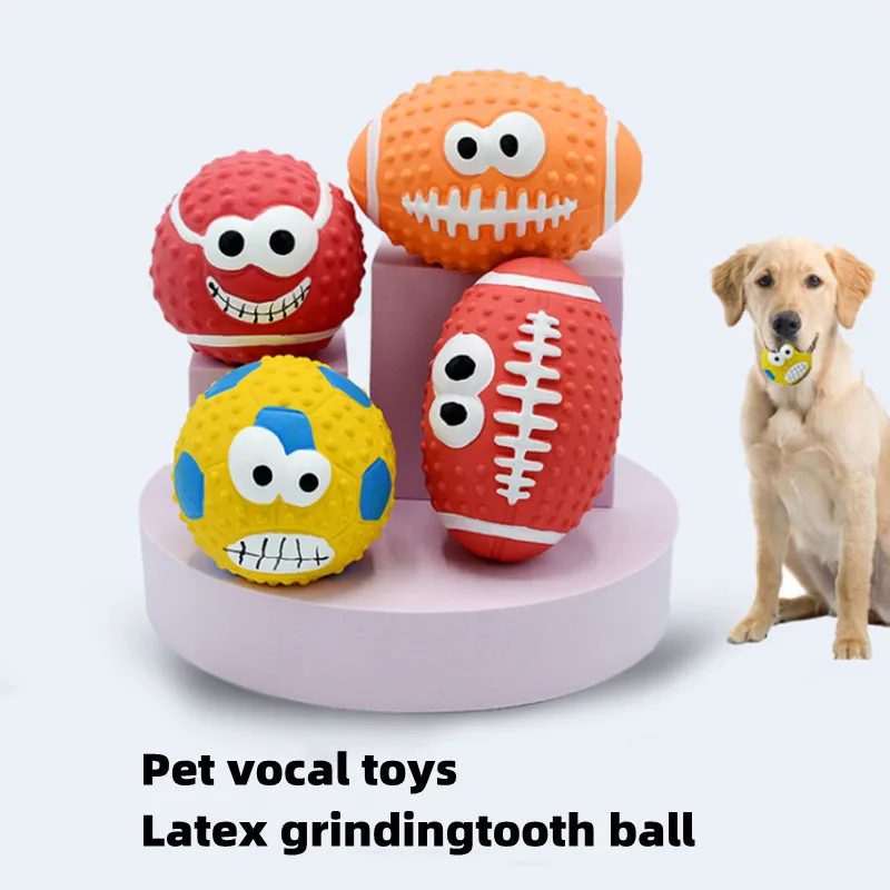 Squeaky Dog Rubber Toys Dog Latex Chew Toy Ball Shape Bite Resistant Puppy Sound Toy Dog Supplies For Small Medium Large Dog