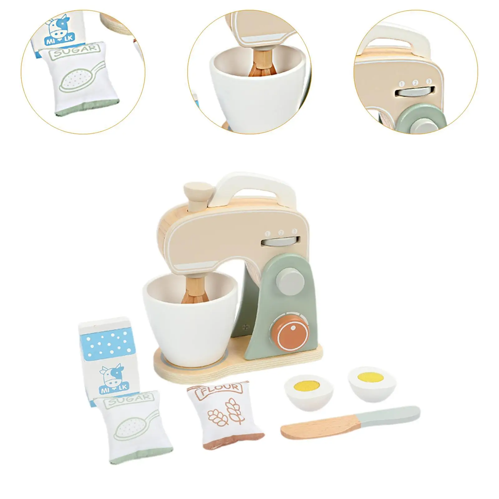 Wooden Toy Mixer Set, Small Appliances Toys, Pretend Play Play Kitchen Accessory