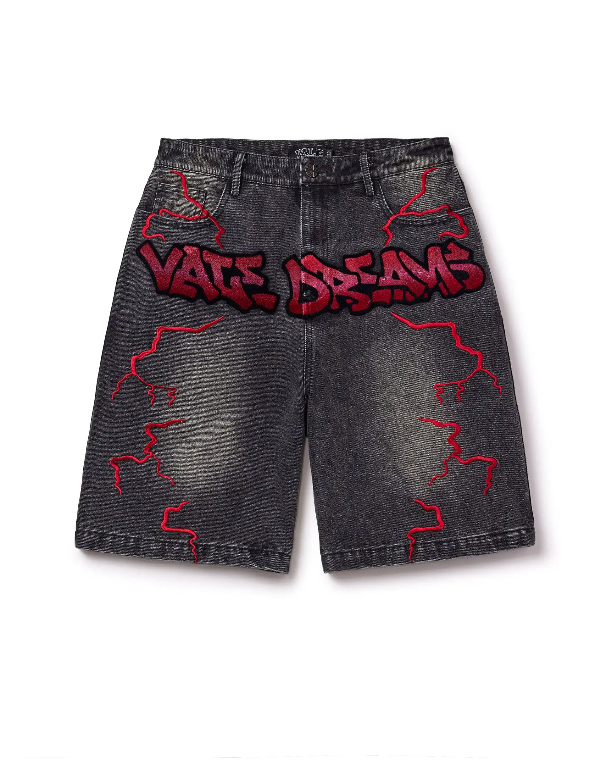Hip Hop Retro Y2k Black and blue graffiti Jeans Cartoon Graphic Streetwear Denim Shorts Baggy Harajuku Gym Basketball Shorts Men
