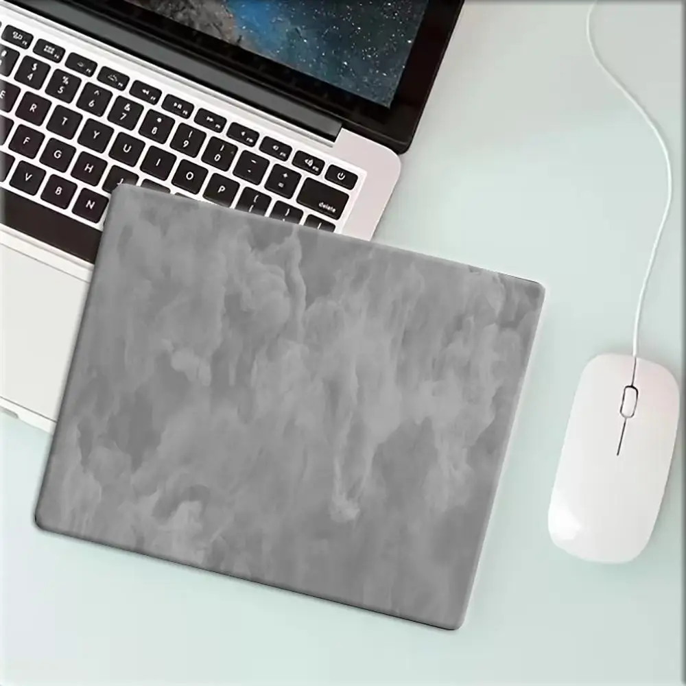 Small Rectangle Mouse Pad Light Grey Smoke Fluid Marble Abstract Texture Print Non Slip Rubber Base Minimal Decor 22*18/25*29CM