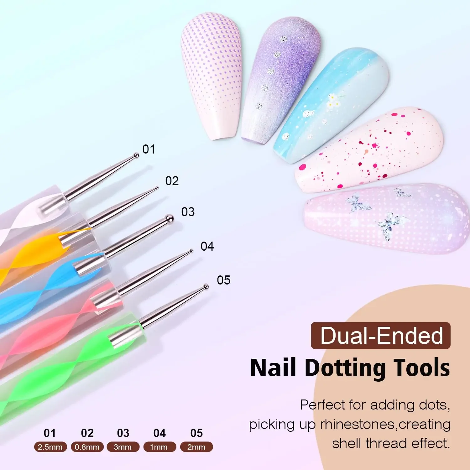 23-teiliges Nail-Art-Set, Nagelbürsten, Punktierstifte, Präsentationsständer, doppelseitiges Klebeband, Maniküre-Werkzeuge für Heimwerker und Salon