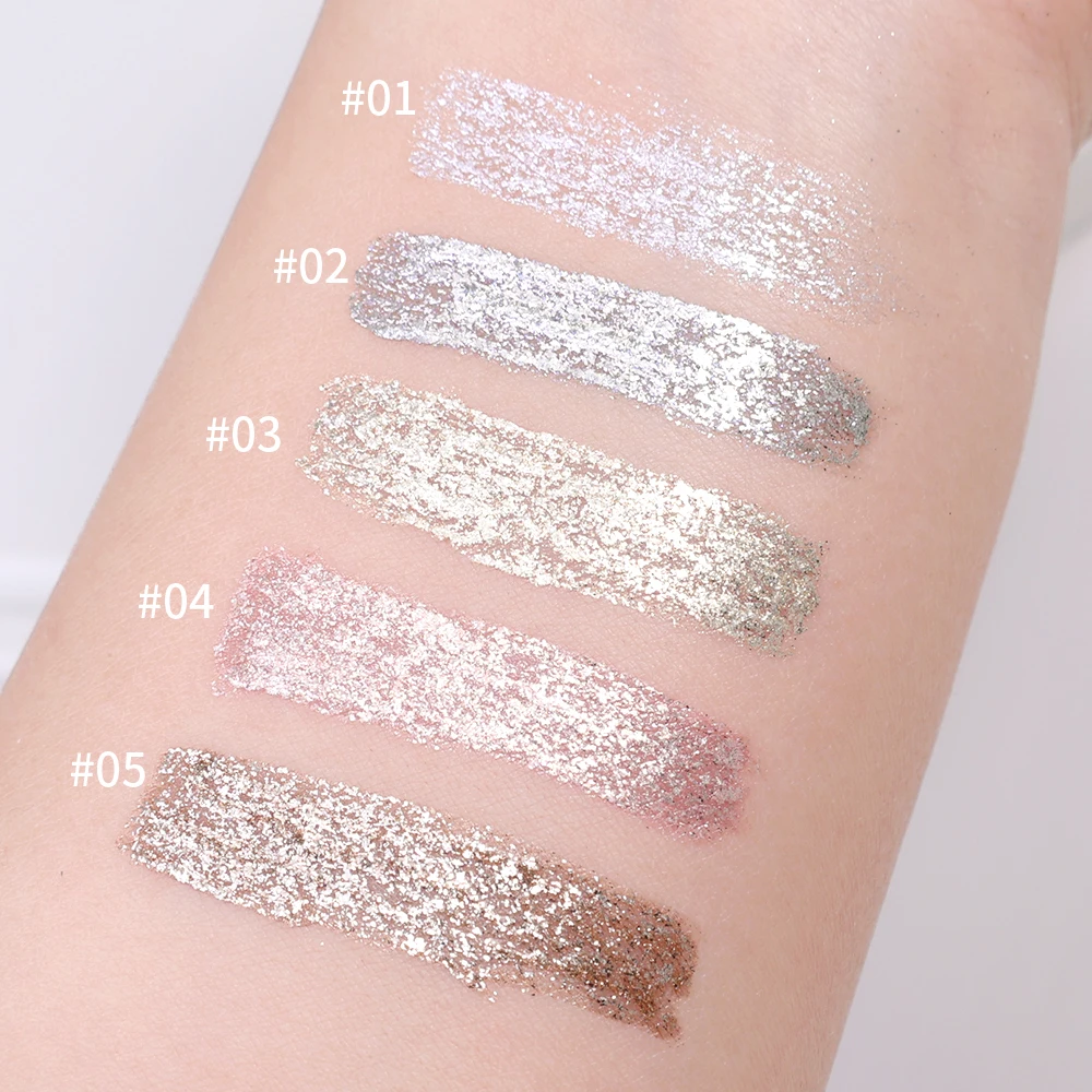 Pearlescent Diamond อายไลเนอร์อายแชโดว์กันน้ํา Silver Rose Gold Glitter Sequins Eyeliner Eyes Shadow แต่งหน้าความงามเครื่องสําอาง