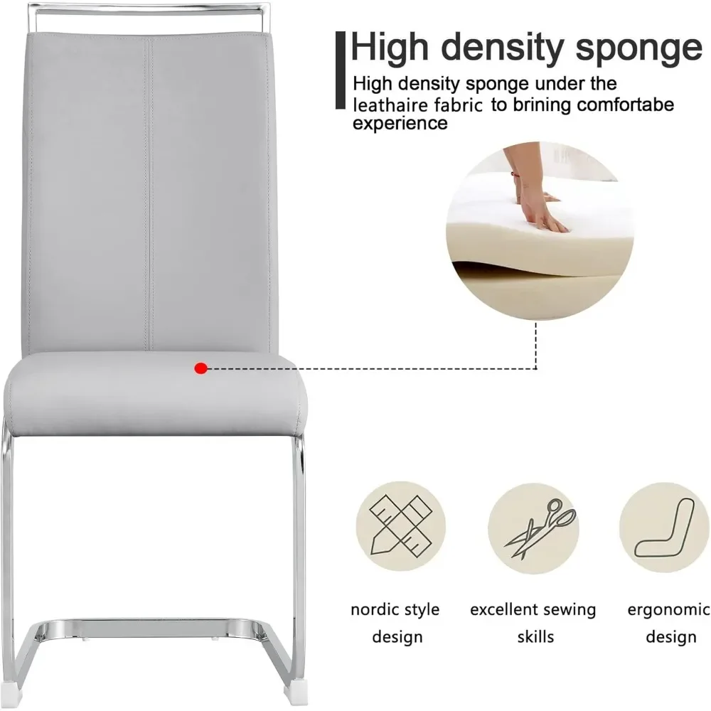 Juego de sillas de comedor modernas, asientos laterales de piel sintética con respaldo alto, para habitación y cocina, 4 unidades