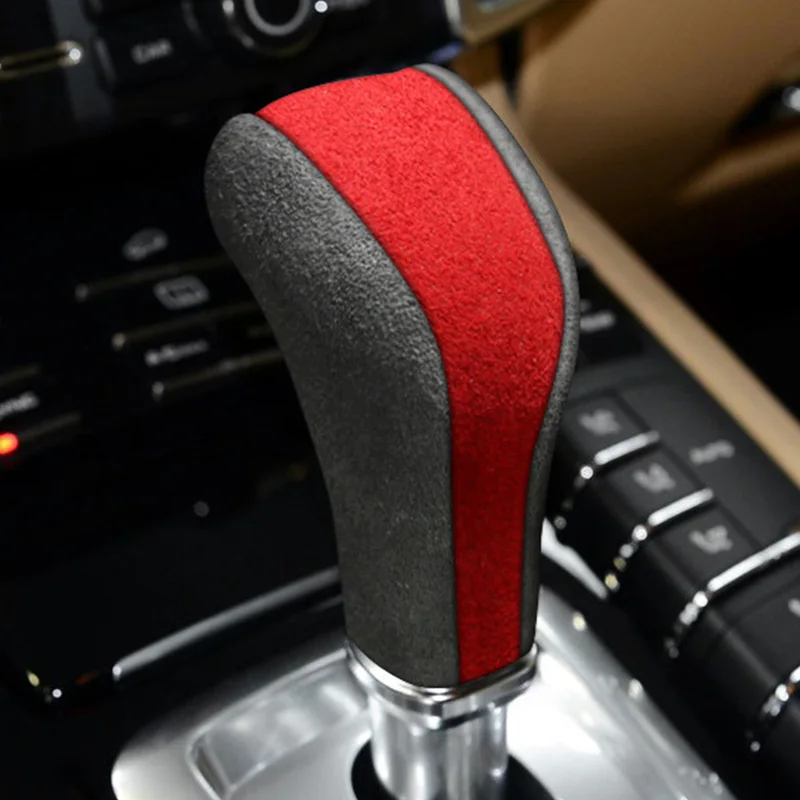 For Porsche Cayenne 2010-2017 Coupe Turbo S Accessories Top Suede Wrap Car Gear Shift Knob ABS Trim Cover Interior Sticker