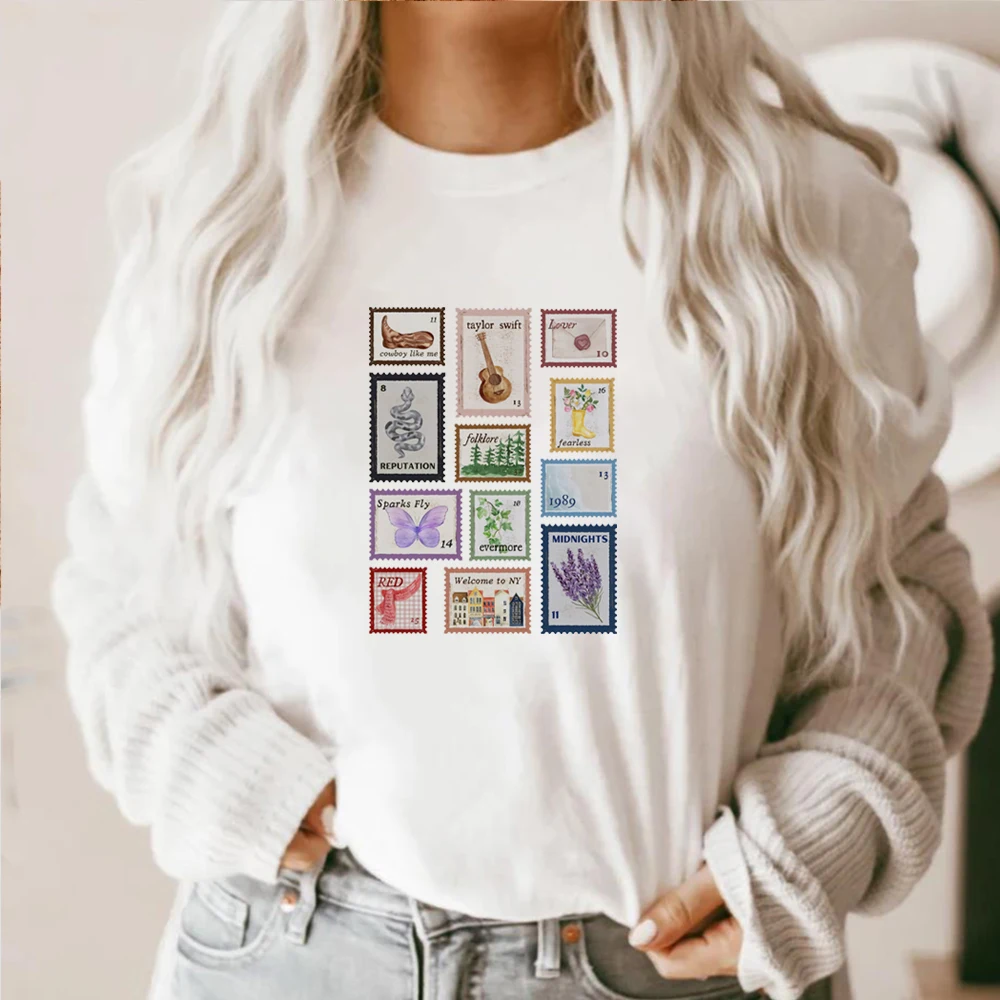 Music Albums Stamps TOP Fashion Aesthetic Pattern Music T-shirts Taylor Album Inspiration Postal Stamps Watercolor Stamps merch