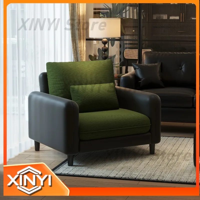 Retro Single Sofa Chair for Small Apartment Leather Art Chair for Living Room Balcony Leisure Reception Lounge Area Backrest