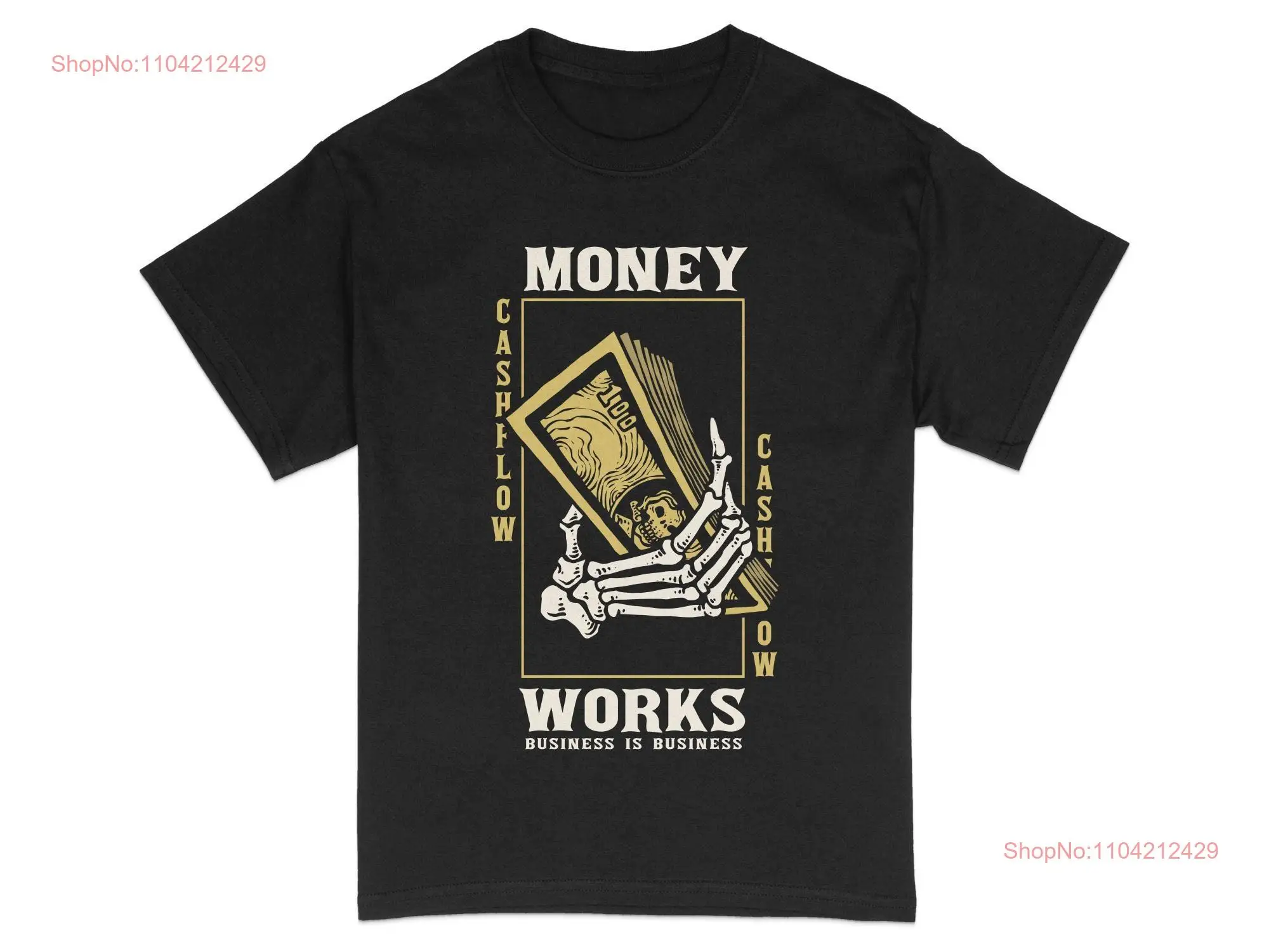 Vintage Money's T-Shirt Cash Flow Business Zitat Baumwolle Unternehmeridee Retro Fashion Top lange oder kurze Ärmel