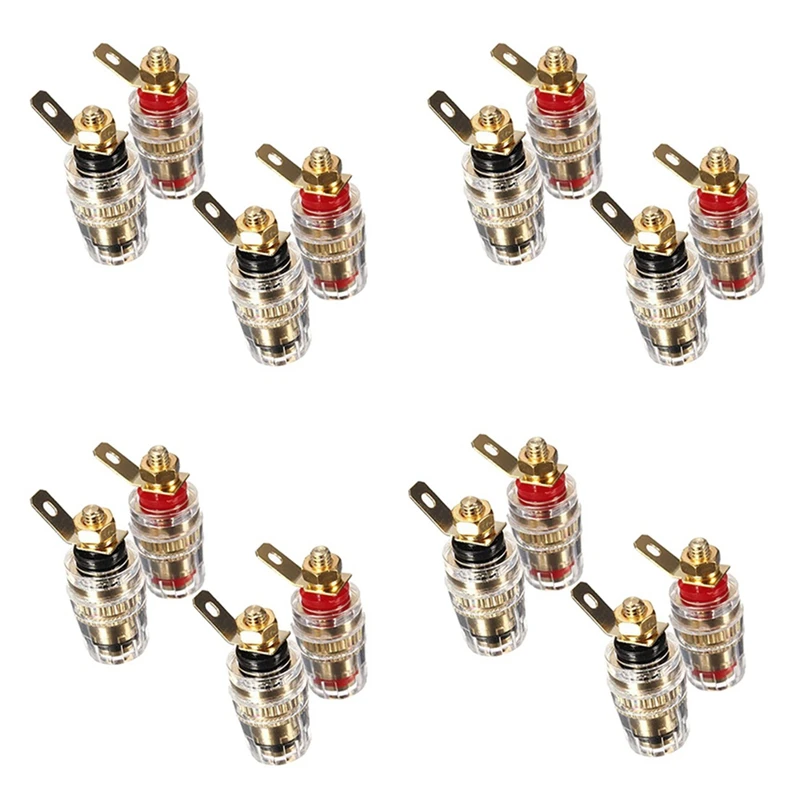 

New 16Pc Amplifier Speaker Terminal Binding Post 4Mm Banana Plug Jack