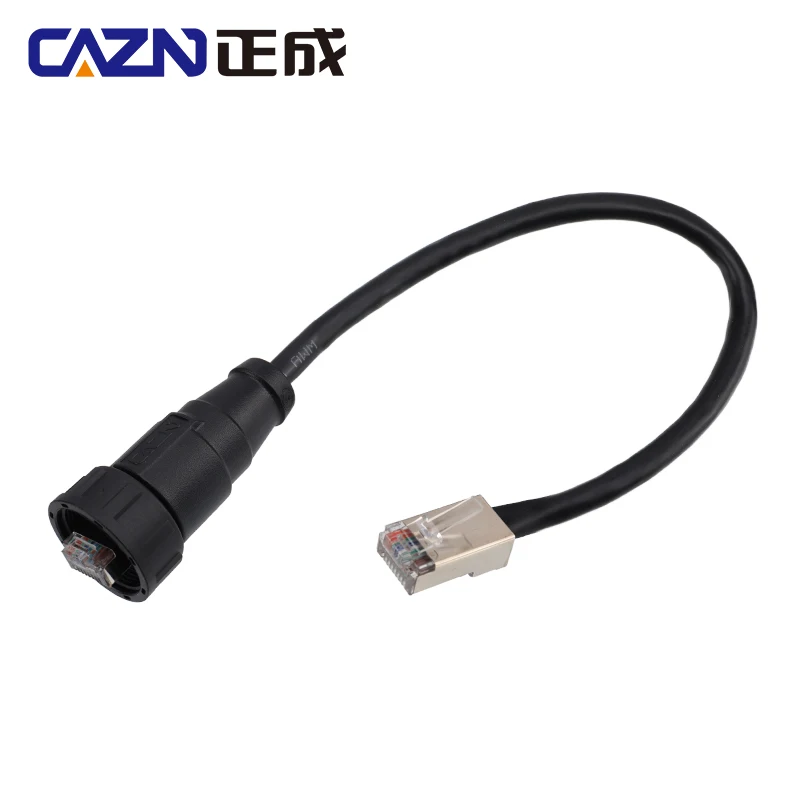 CAZN RJ45 Straight Male Overmolded Plug Cable  CAT5e CAT6a RJ45 Waterproof Cable Industrial Ethernet Plug IP67 Plastic