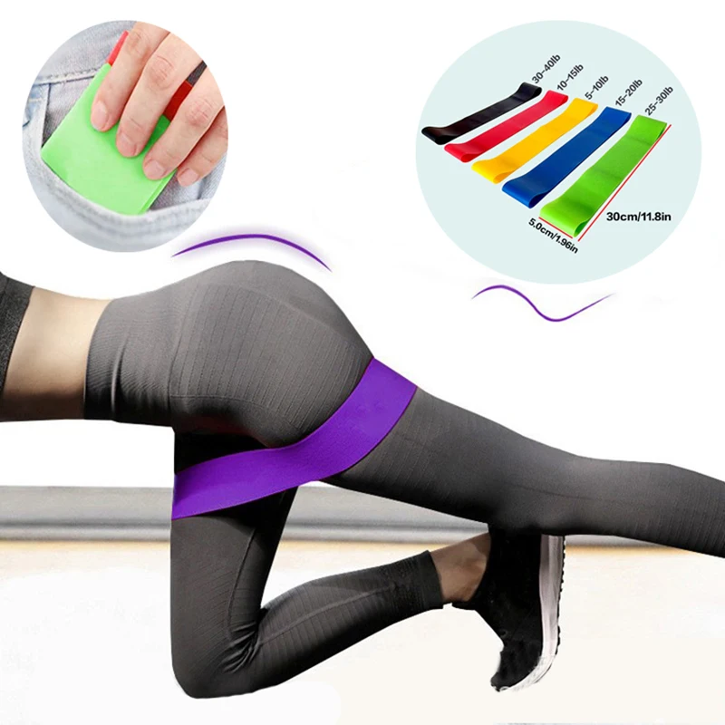 5pcs Yoga Pilates Resistance Band Long Training Stretch Bands for Physical Therapy Lower Body home Strength Elastic Exercise