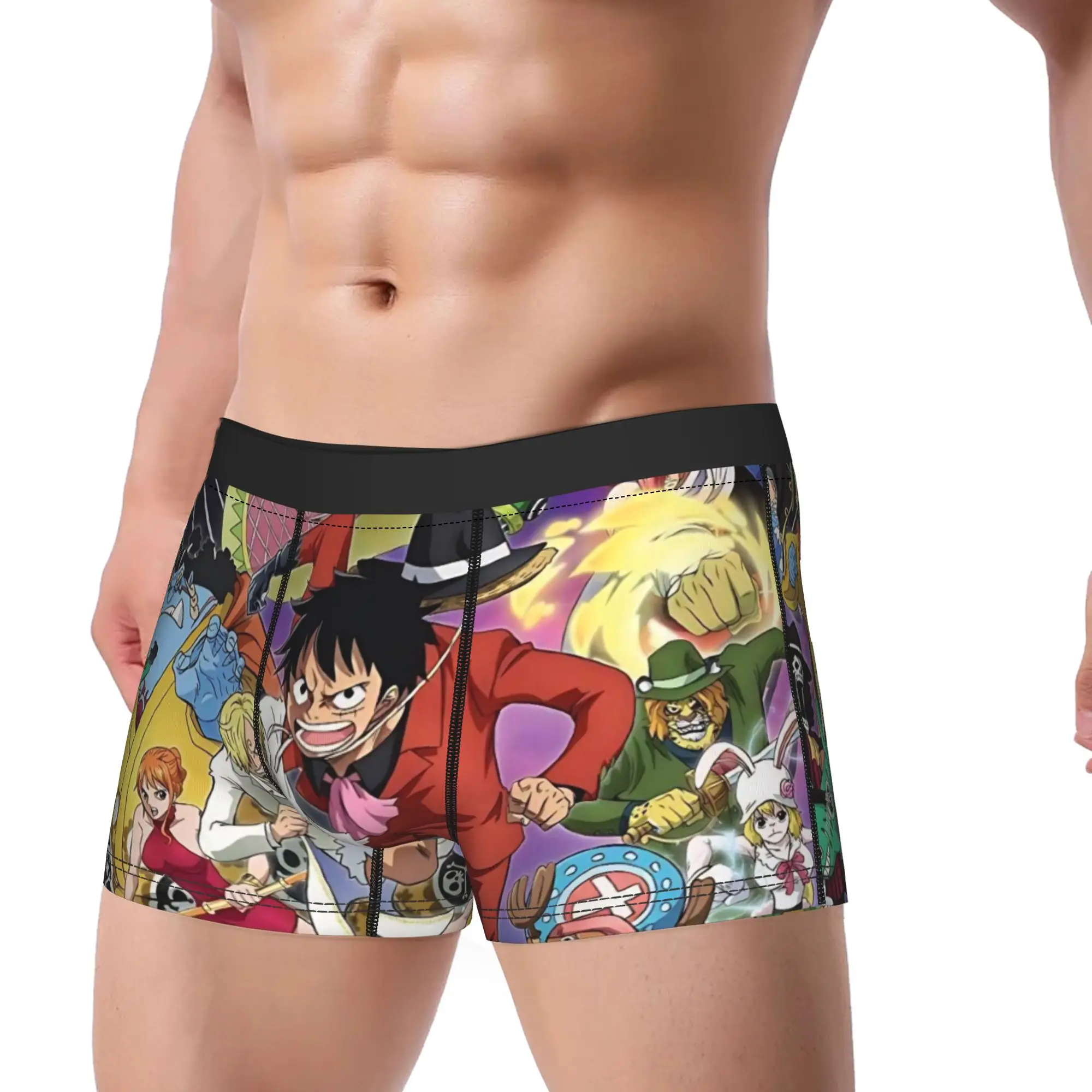 

One Piece Men Underwear Luffy Manga Boxer Briefs Shorts Panties Hot Breathable Underpants for Homme S-XXL