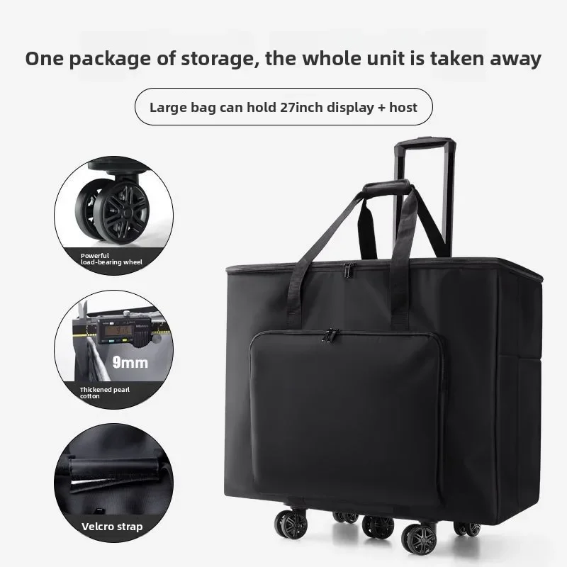 

2025 Desktop Computer Host Storage Bag Chassis Monitor Handling and Transportation Wheeled Suitcase Portable 24-inch 27-inch Bag