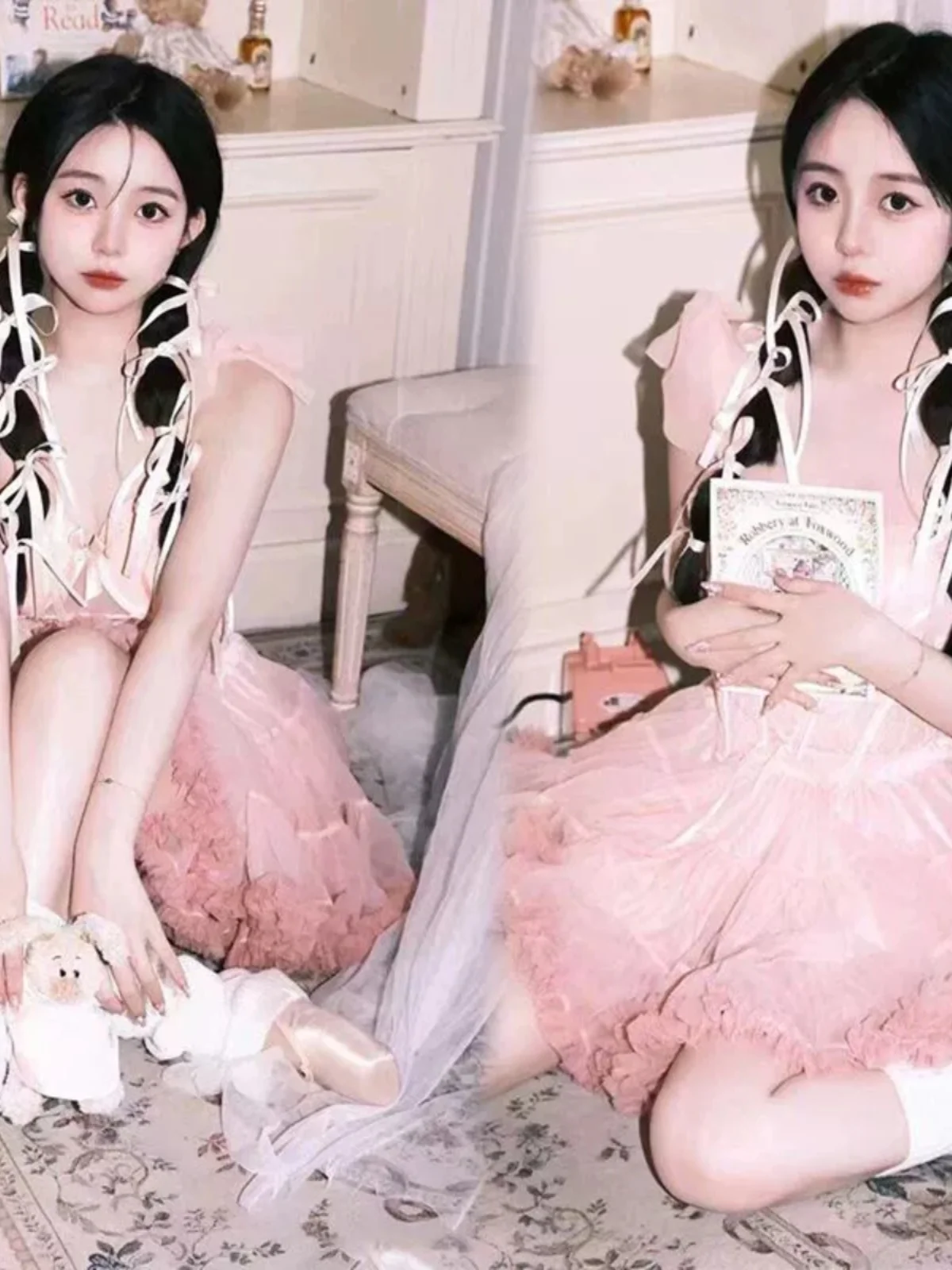 

Retro Sweet Pure Desire Style Photography Studio Theme Puffy Skirt for Personal Portrait Art Private Home Photo Shoot