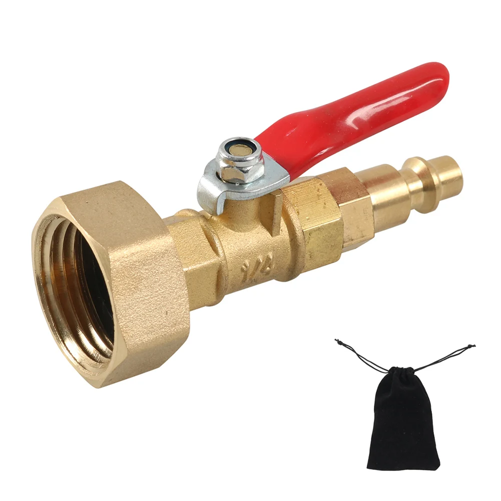 1Pc 1/4 Inch Female Quick Connecting Plug Winterize Blowout Adapter With Storage Bag Brass