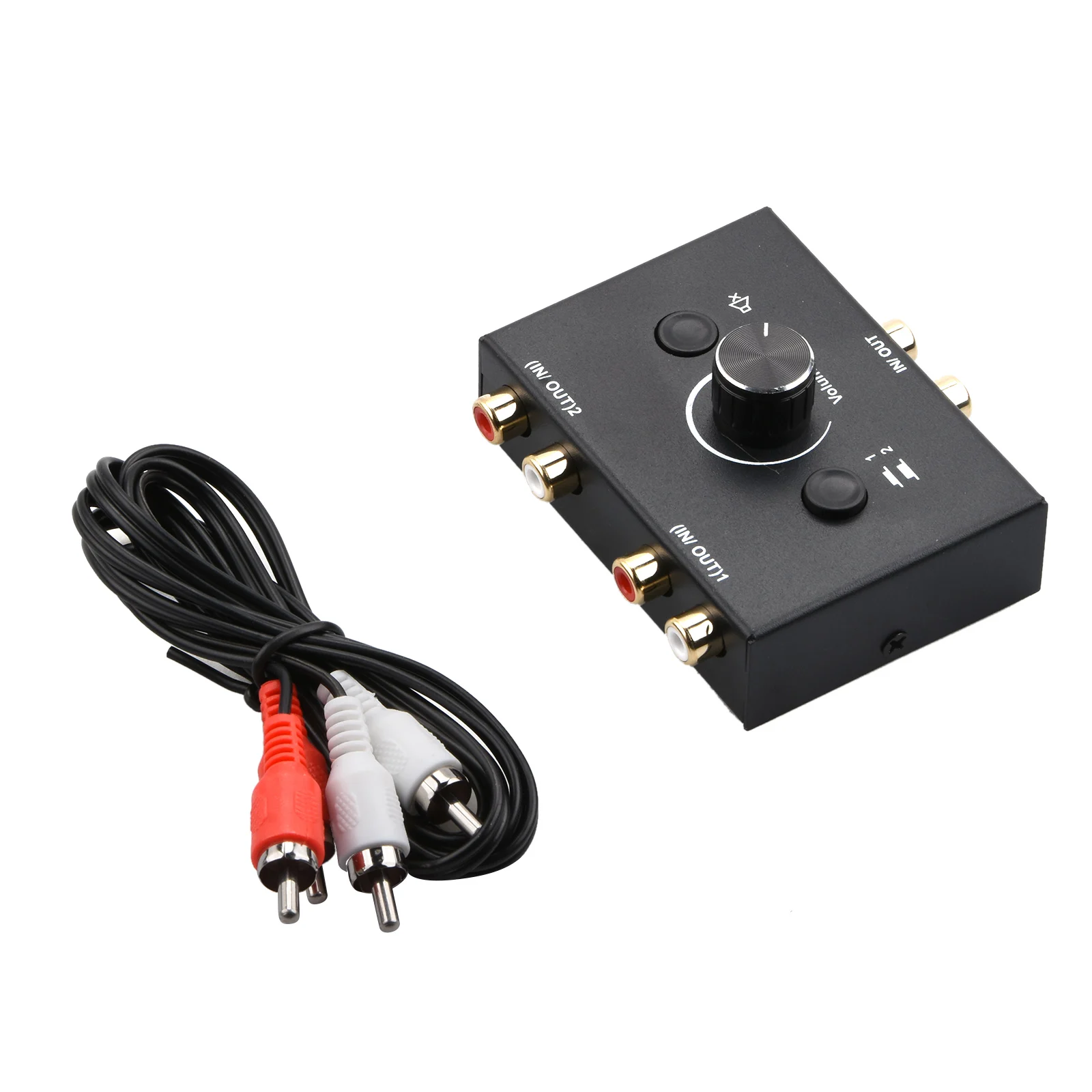 RCA Stereo Audio Switch Splitter, Bi-Directional Switcher, Botão Mute, Suporte Plug and Play, R, L, 2x1, 1x2
