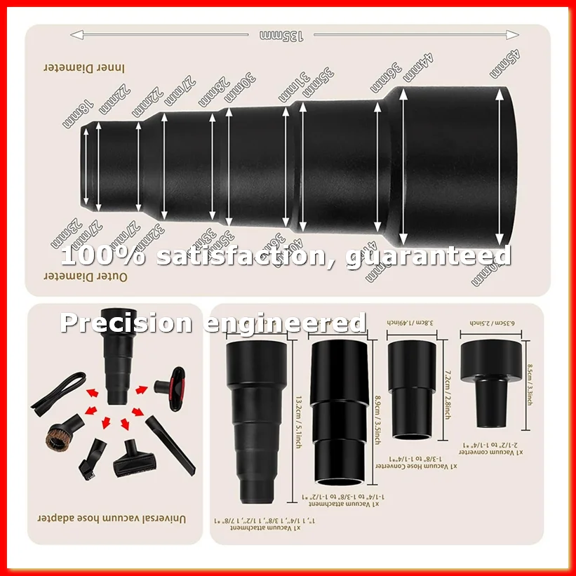 2PackX(12PCS Universal Vacuum Attachments 1-1/4In Vacuum Cleaners Accessories Brush Extension Wand Nozzle Crevice Tool Wet Dry)
