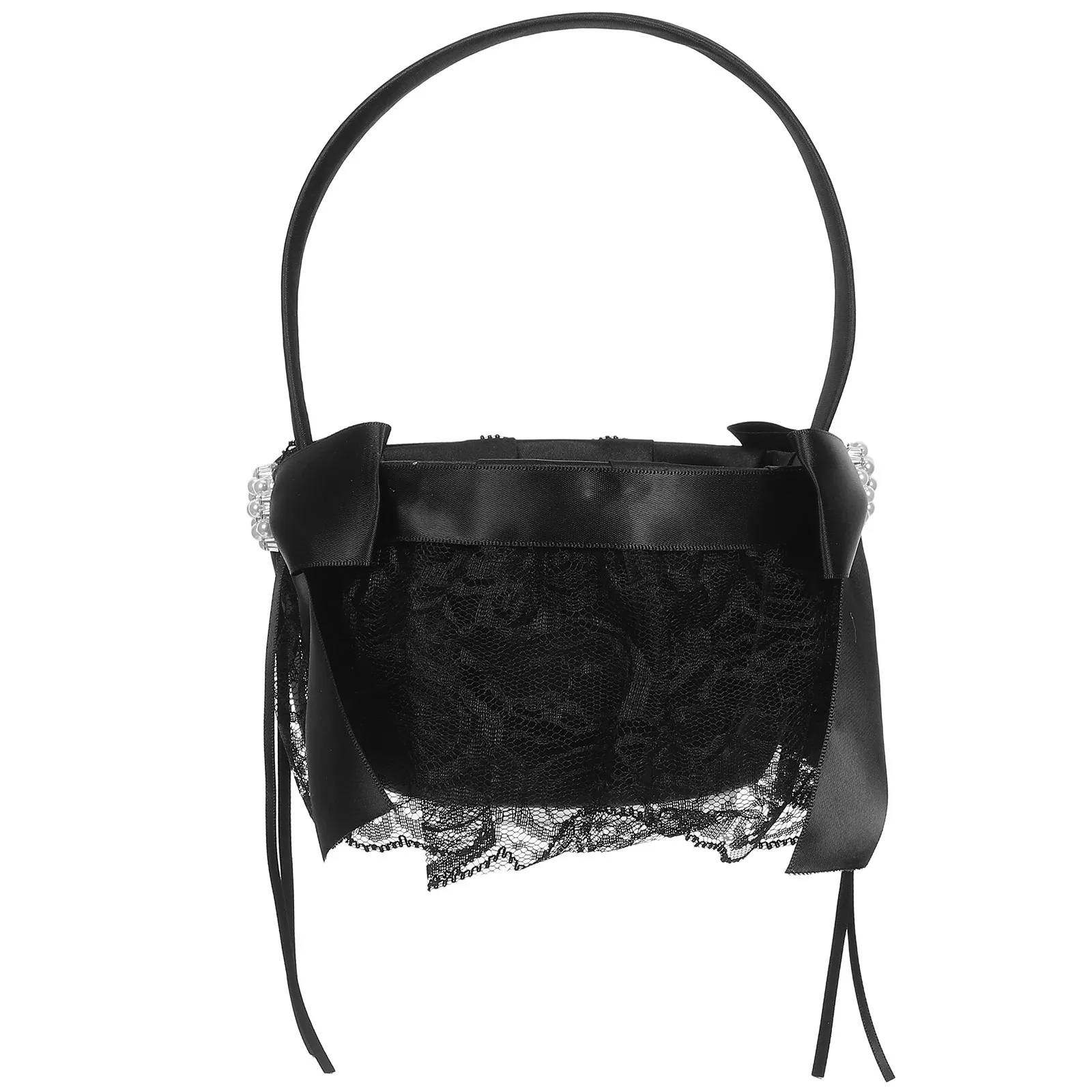 

Черная корзина для цветов, держатель для лепестков, ручная работа, в деревенском стиле, современная, элегантная, маленькая корзина с ручкой для декора церемоний