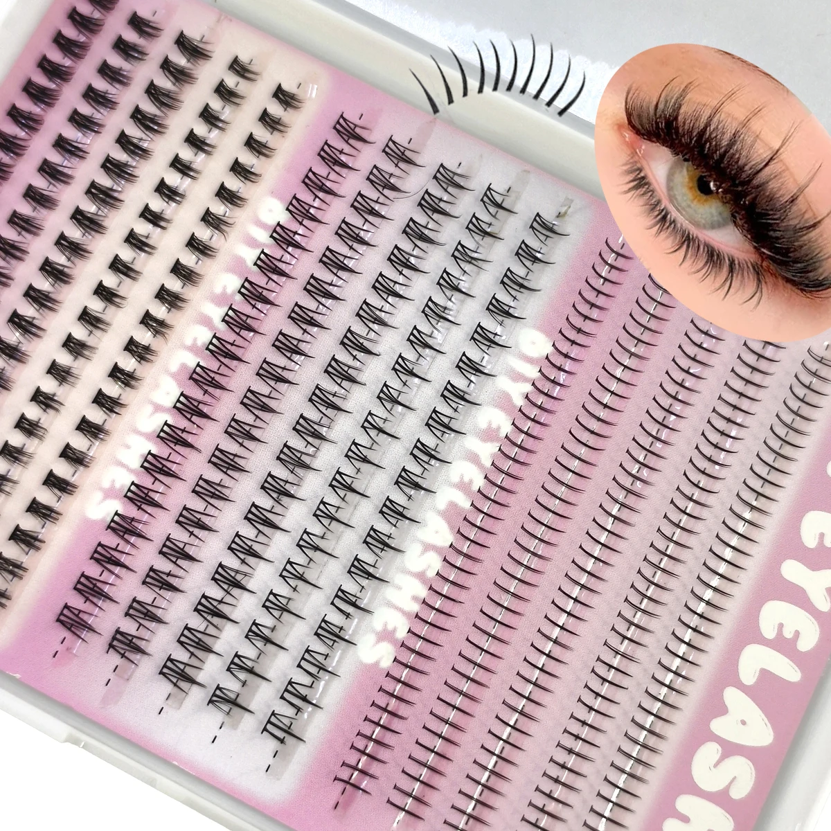 3 Style Pojedyncze Rzęsy 15 rzędów 390 SZT. Rzęsy Dolne Przedłużane Kępki Rzęs Dolnych DIY Naturalny Wygląd z Efektem Wispy Przezroczysta Baza