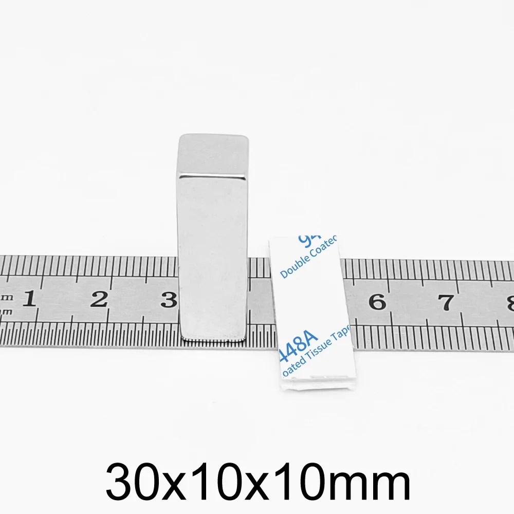 30x10x10mm Block Powerful Strong Magnet With Self - Adhesive Tape 30x10x10 For Home Refrigerators, Offices DIY  30*10*10