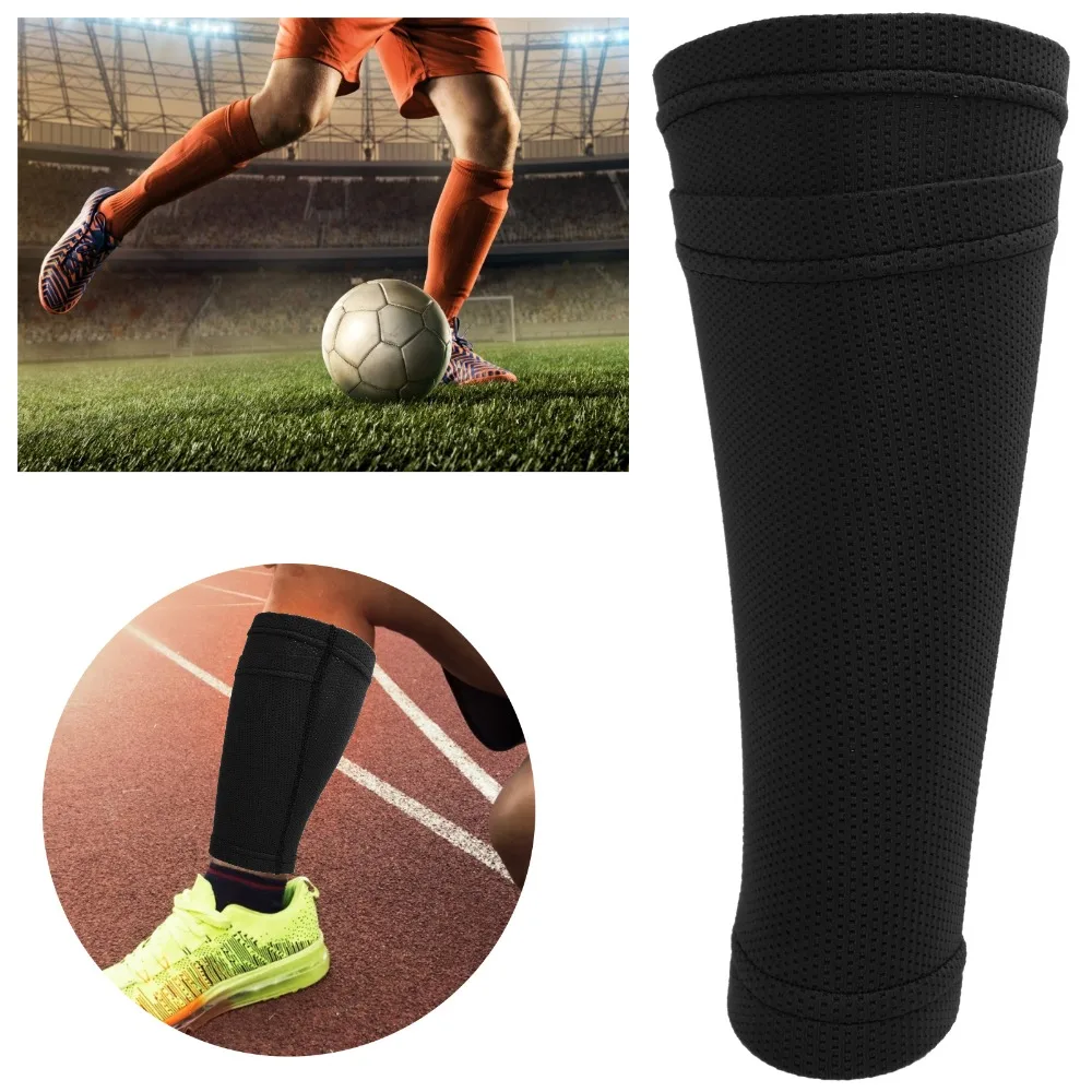 2pcs Polyester Soccer Shin Sleeves Breathable Elastic Soccer Shin Guard Socks Mesh Double Layer Double Layer Shin Pad
