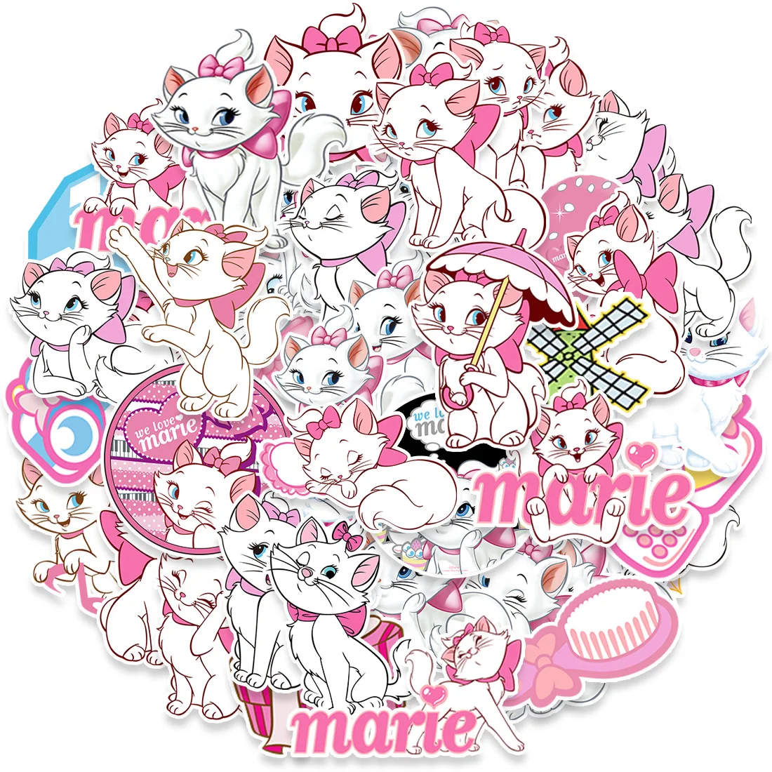 10/30/50PCS Disney Cartoon Animation Movie The Aristocats Cute Marie Cat Stickers Fun Graffiti Decals Kids Toy DIY Laptop Guitar