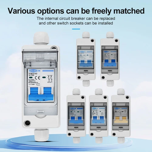 Imagen 2 del producto TOMZN Caja combinadora solar fotovoltaica PV con DC MCB HT 2 vías 1 en 1 salida DC 2P DC 600V 1000V 3-63A Caja impermeable IP65 sin cables
