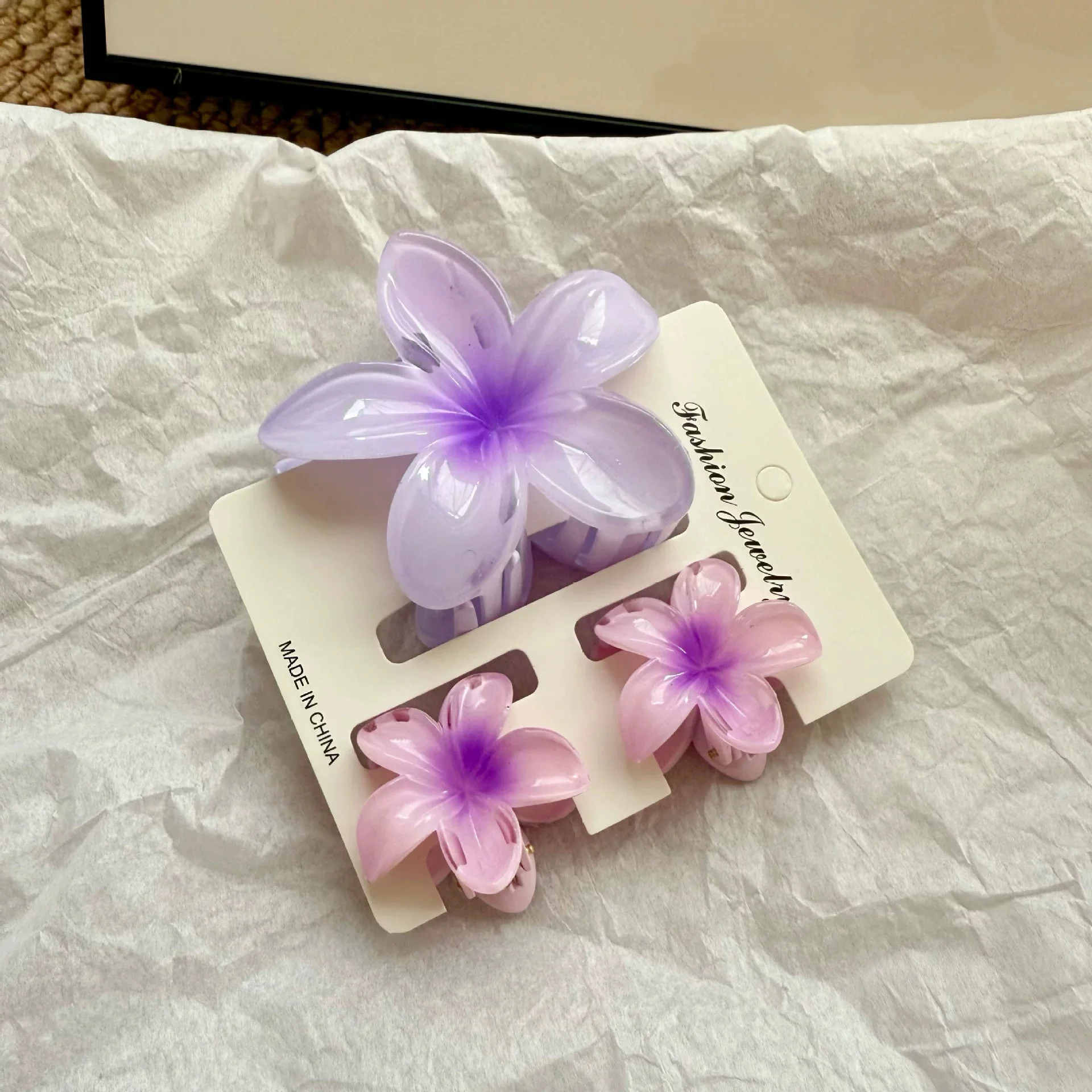 3 Teile/satz Süße Blume Bunte Gradienten Haar Krallen Pferdeschwanz Cip Clamp Barrettes Haarnadeln Für Frauen Mädchen Strand Haar Zubehör – Detail 5