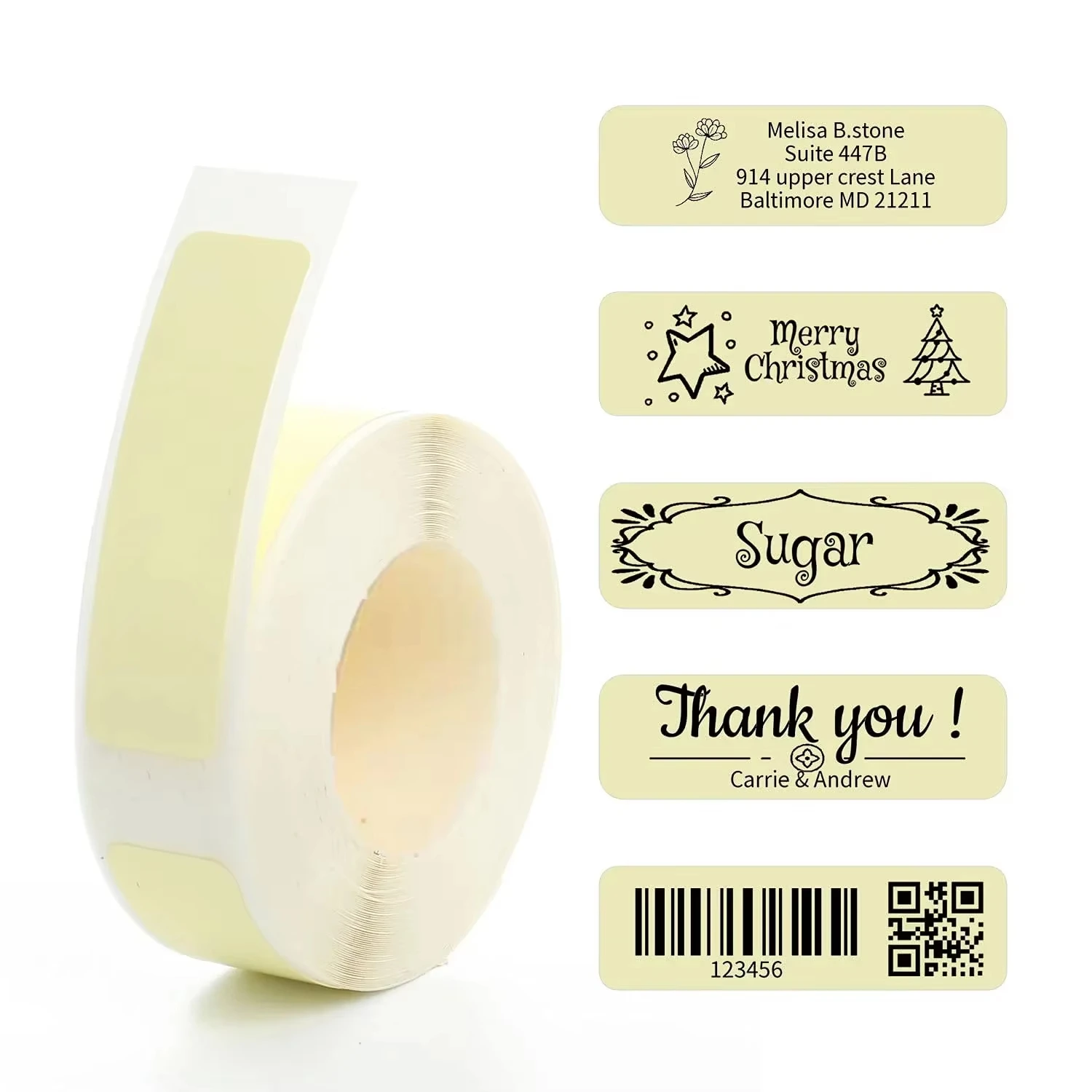 Household Storage Labels: 12x40mm Yellow Thermal Printer Tape, Self-Adhesive
