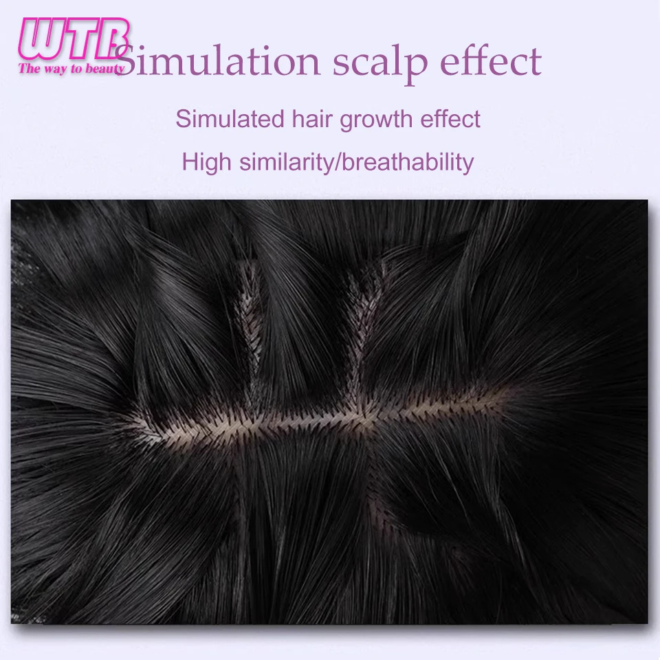 Synthetic Hair Topper With Bangs Invisible 3D Hair Toupee Hairpieces Top Hair Closures for Men and Women