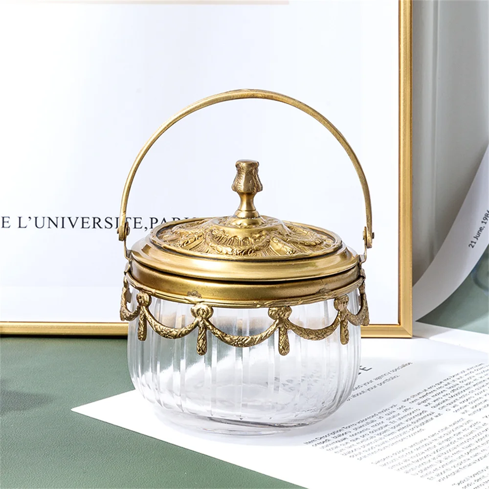 

Brass Glass Jewelry Organizer Tray With Lid Mans Jewelry Boxes Women Vintage Necklace Organizers Vanity Party Glass Decoration