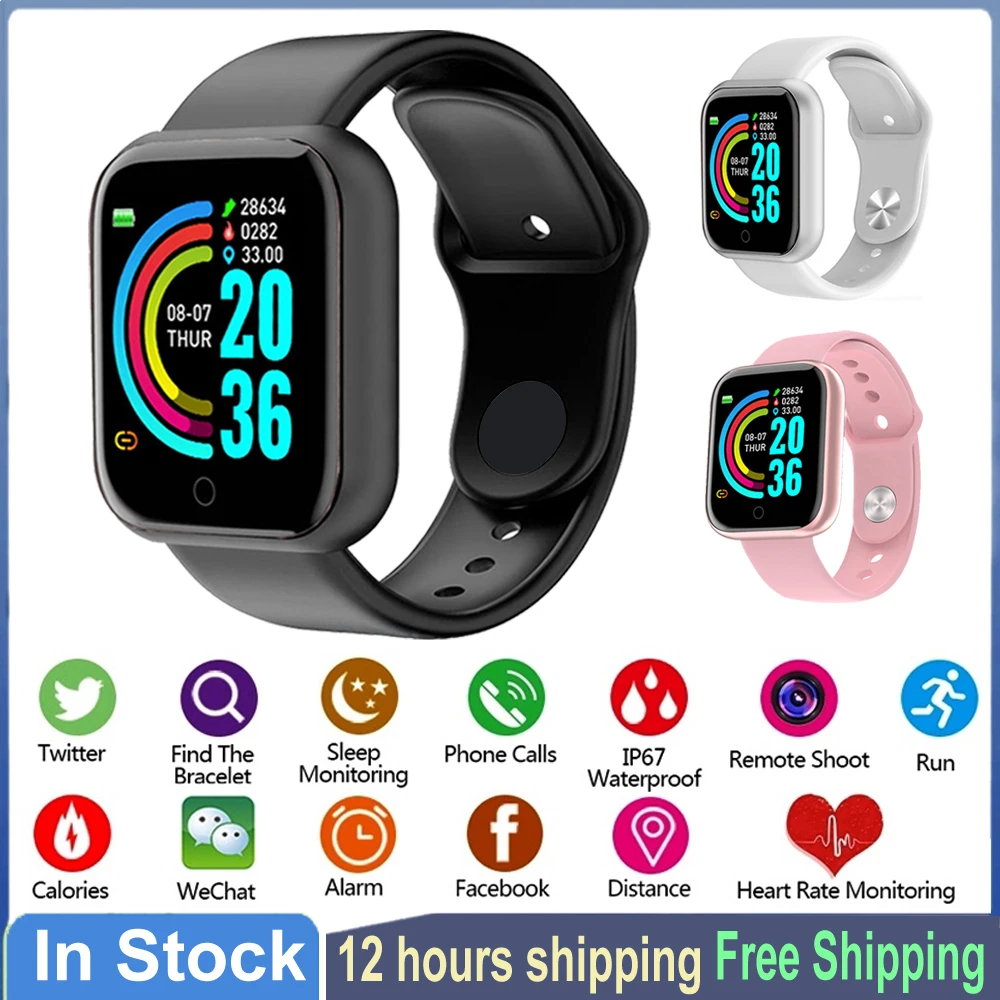 

Y68 Smart Watch Bluetooth Fitness Tracker Sports Watch Heart Rate Monitor Blood Pressure Smart Bracelet Watches for Android IOS