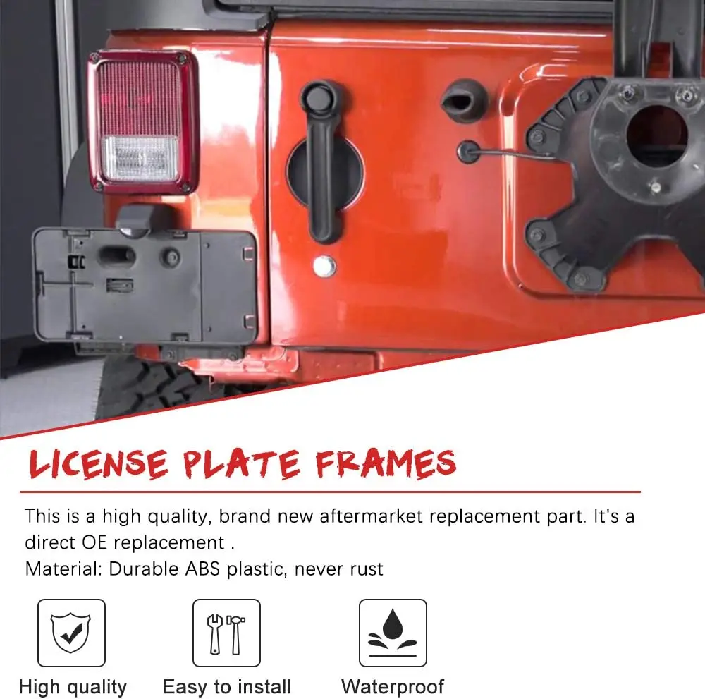 Für Jeep Wrangler JK 2007–2017, hinterer Kennzeichenhalter, Rahmen, Nummernschild, Montagehalterung mit Licht – Detail 8