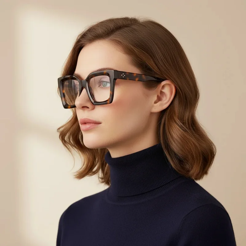 

Модные очки с квадратной оправой из ацетата, антибликовые, ретро, черепахового цвета, трендовые очки для чтения для женщин 2025 года
