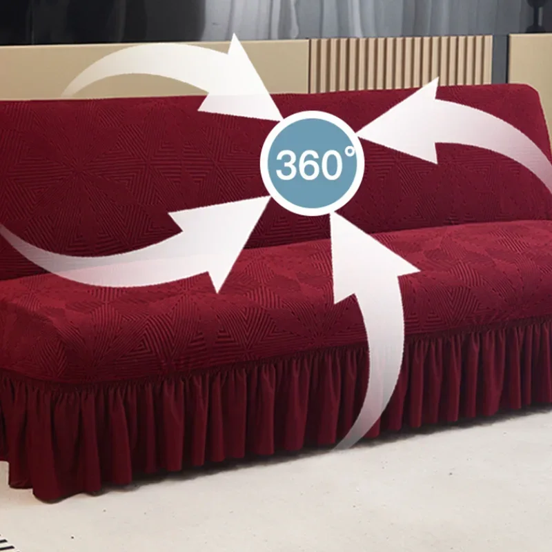 Armless Thickened Jacquard Skirt Edge Sofa Cover Solid Anti Slip Furniture Protective Cover Soft Couch Slipcover for Living Room